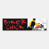 BIKER CHICK zit op haar motorfiets Bumpersticker (Voorkant)
