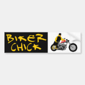 BIKER CHICK zit op haar motorfiets Bumpersticker (Voorkant)