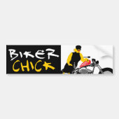 BIKER CHICK zit op haar motorfiets Bumpersticker (Voorkant)