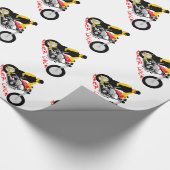 BIKER CHICK zit op haar motorfiets Cadeaupapier (Hoek)