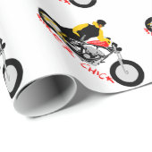 BIKER CHICK zit op haar motorfiets Cadeaupapier (Rol Hoek)