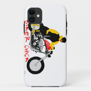BIKER CHICK zit op haar motorfiets iPhone 11 Hoesje