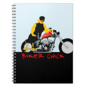 BIKER CHICK zit op haar motorfiets Notitieboek (Voorkant)