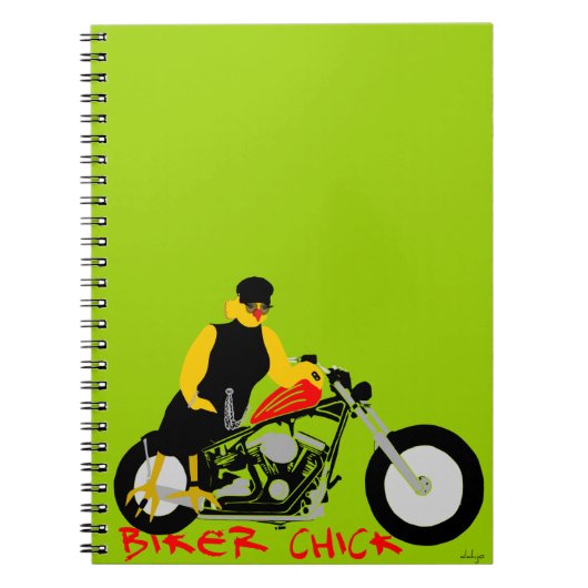 BIKER CHICK zit op haar motorfiets Notitieboek (Voorkant)