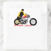 BIKER CHICK zit op haar motorfiets Rechthoekige Sticker (Tas)