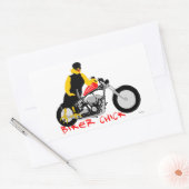 BIKER CHICK zit op haar motorfiets Rechthoekige Sticker (Envelop)