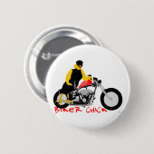 BIKER CHICK zit op haar motorfiets Ronde Button 5,7 Cm (Voorkant /achterkant)