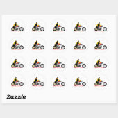 BIKER CHICK zit op haar motorfiets Ronde Sticker (Vel)