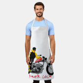 BIKER CHICK zit op haar motorfiets Schort (Gedragen)