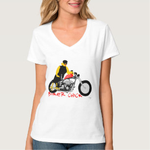 BIKER CHICK zit op haar motorfiets T-shirt