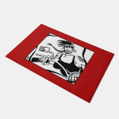 Biker Chick zwart en rode deurmat (Schuin)