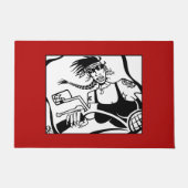 Biker Chick zwart en rode deurmat (Voorkant)