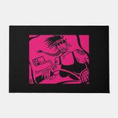 Biker Chick zwart roze zwarte deurmat (Voorkant)