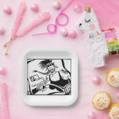 Biker Chick zwart vierkant papier borden Papieren Bordje (Feest)