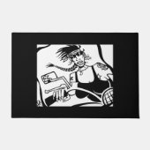 Biker Chick zwarte deurmat (Voorkant)