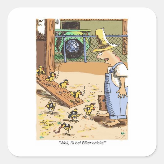 Biker Chicken grote vierkante stickers (Voorkant)
