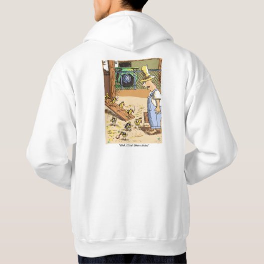 Biker Chicken white hooded sweatshirt back (Achterkant)