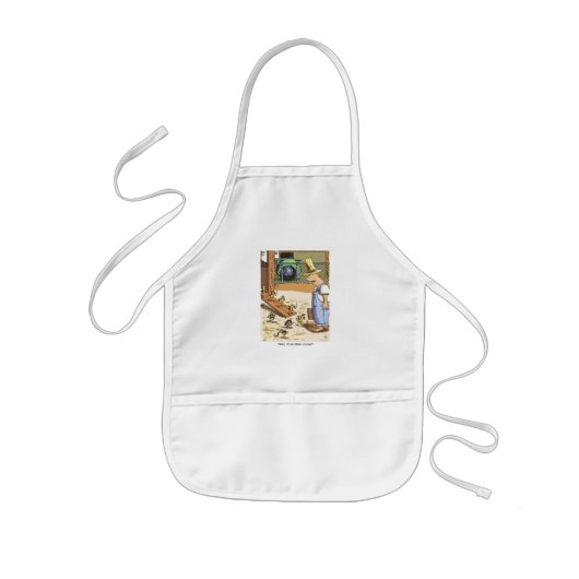 Biker Chicken white kinder chef apron Schort (Voorkant)