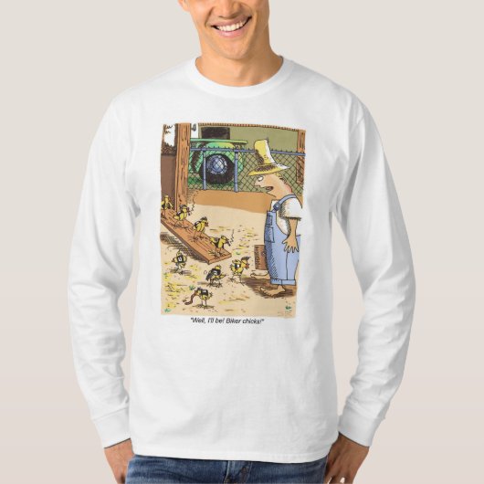 Biker Chicken white long sleeve shirt (Voorkant)