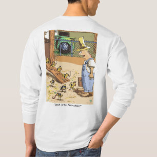 Biker Chicken white long sleeve shirt back