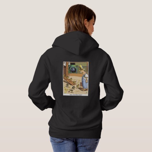 Biker Chicken women black hooded sweatshirt back (Achterkant volledig)