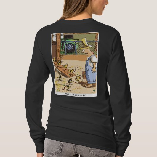 Biker Chicken women black long sleeve shirt back (Achterkant)