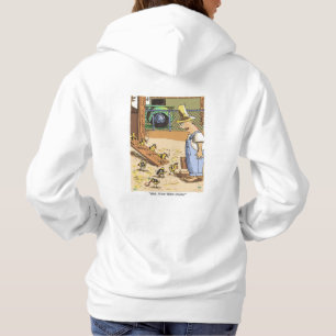 Biker Chicken women white hooded sweatshirt back