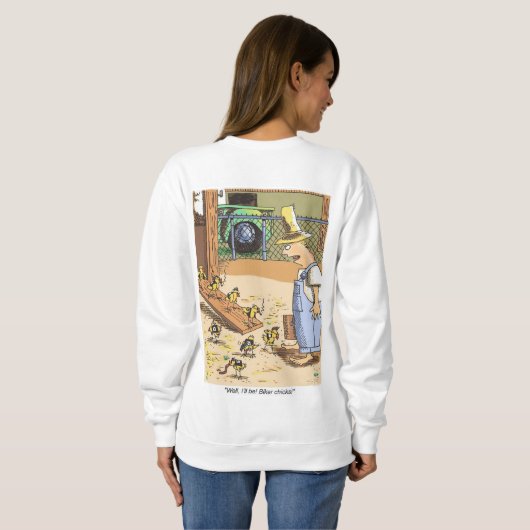 Biker Chicken women white sweatshirt back (Achterkant volledig)