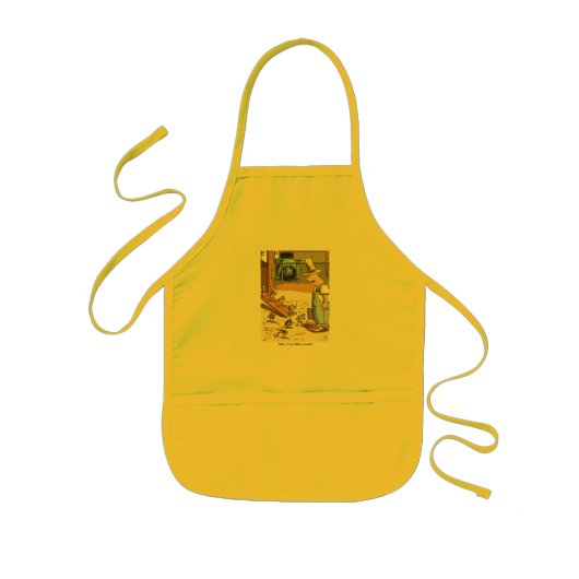 Biker Chicken yellow kinder chef apron Schort (Voorkant)