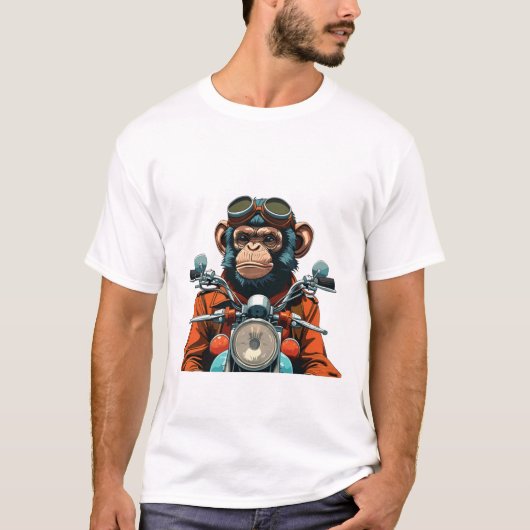 Biker Chimp Adventure T-shirt (Voorkant)