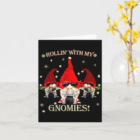 Biker Christmas Gnomes Biker Garden Christmas Gnom Kaart (Gele Bloem)