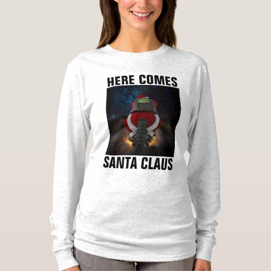 BIKER CHRISTMAS T-SHIRTS SANTA OP MOTORCYCLUS (Voorkant)