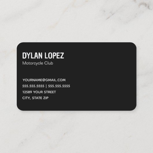 Biker Club Motorcycle Visitekaartje (Achterkant)