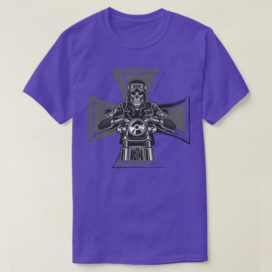 Biker Cross Motorcycle Emblem Skeleton T-shirt (Design voorkant)