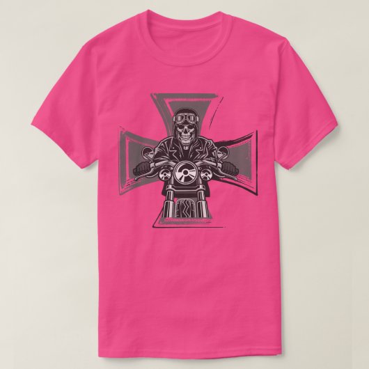 Biker Cross Motorcycle Emblem Skeleton T-shirt (Design voorkant)