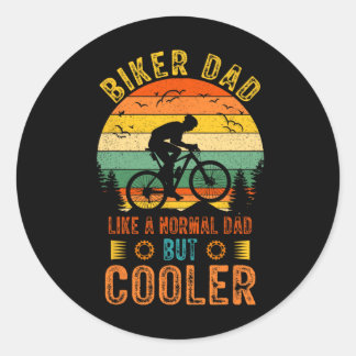 Biker Dad Fiets  Vaderdag Design voor Ronde Sticker