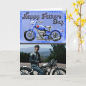 Biker Dad | Gelukkige Vaderdag foto Kaart (Gele Bloem)
