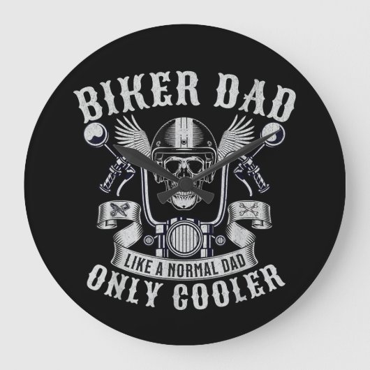 Biker Dad Motorfiets Vader Ruiter Biker Vader Vade Grote Klok (Voorkant)