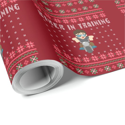 Biker die een lelijke kerstkeuker opleidt cadeaupapier (Rol Hoek)