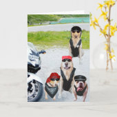  Biker Dogs Verjaardag Kaart (Gele Bloem)