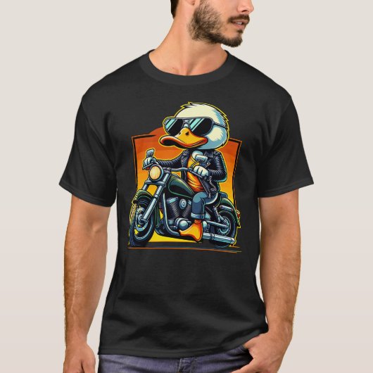 Biker Duck Riding Motorbike T-shirt (Voorkant)