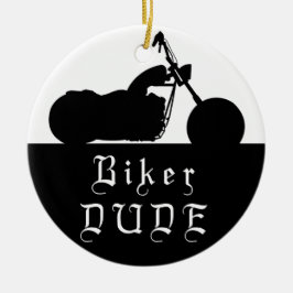 Biker DUDE Motorcycle Custom Photo Ornament