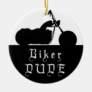 Biker DUDE-motorfiets Aangepaste fotoversiering Keramisch Ornament