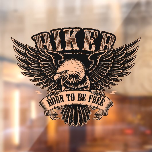 Biker Eagle Born To Be Free Motorfietswinkel Ruit Raamsticker (Vel 2)