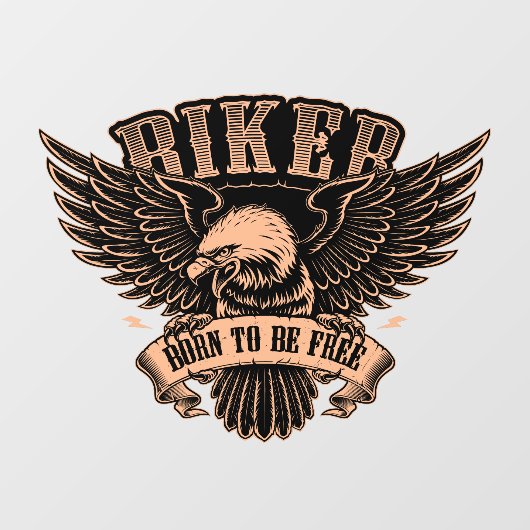 Biker Eagle Geboren als gratis motor Winkelvenster Raamsticker (Vel)