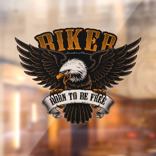 Biker Eagle Geboren als gratis motorfietswinkel Raamsticker