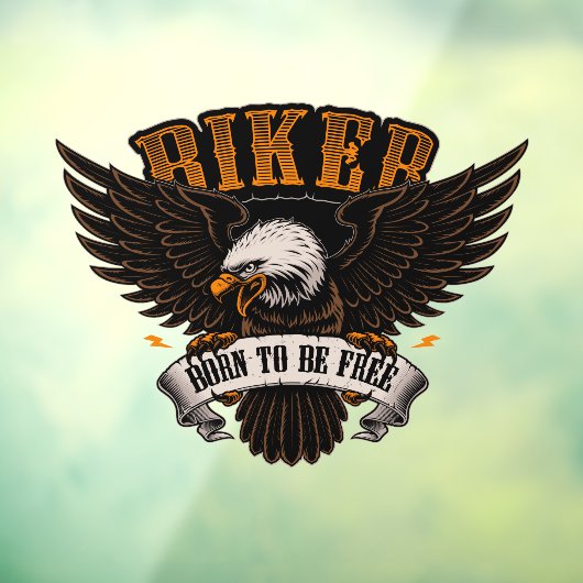 Biker Eagle Geboren als gratis motorfietswinkel Raamsticker (Vel 3)