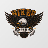 Biker Eagle Geboren als gratis motorfietswinkel Raamsticker (Vel)