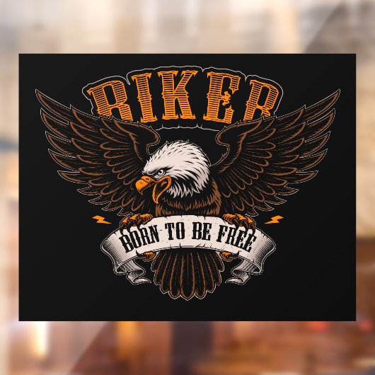 Biker Eagle Geboren als gratis motorfietswinkel Raamsticker (Vel 2)