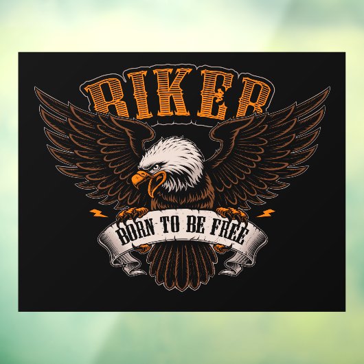 Biker Eagle Geboren als gratis motorfietswinkel Raamsticker (Vel 3)